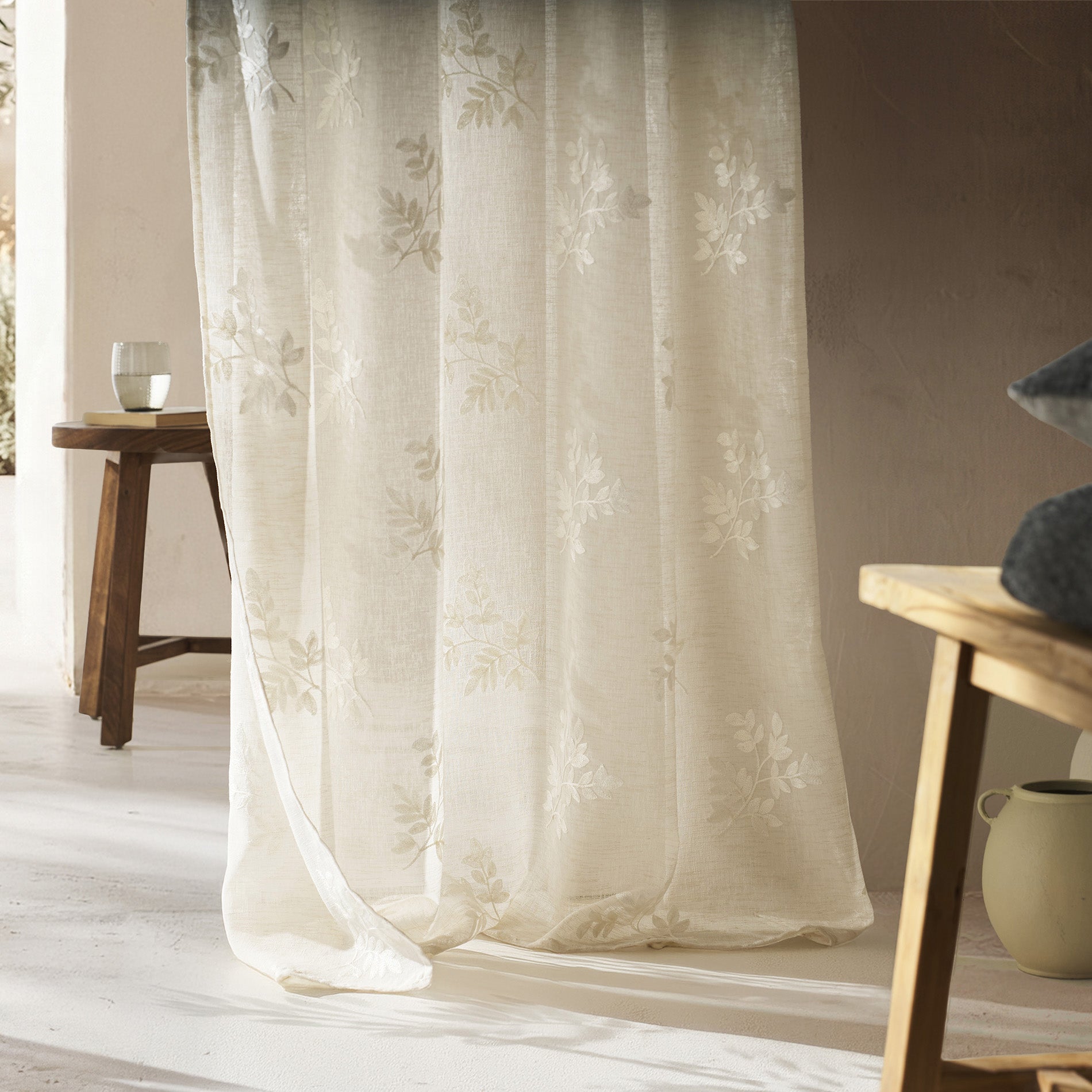 Curtain with grommet 140x280cm Leaf Beige 532/06