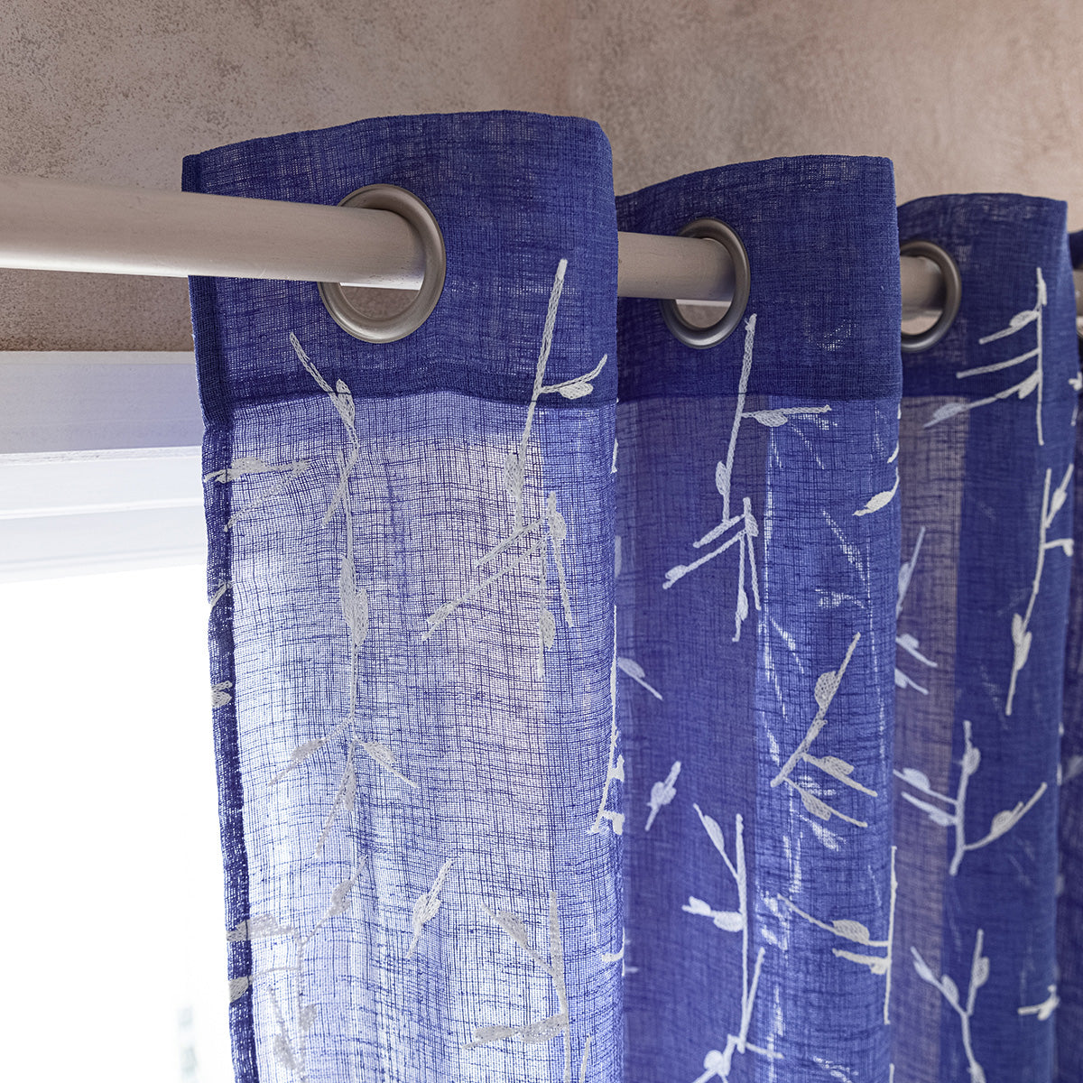 Curtain with studs 140x280cm Leaf Marine Blue 535/09