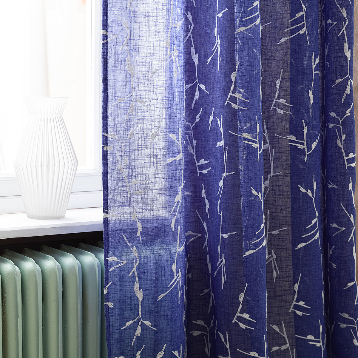 Curtain with studs 140x280cm Leaf Marine Blue 535/09