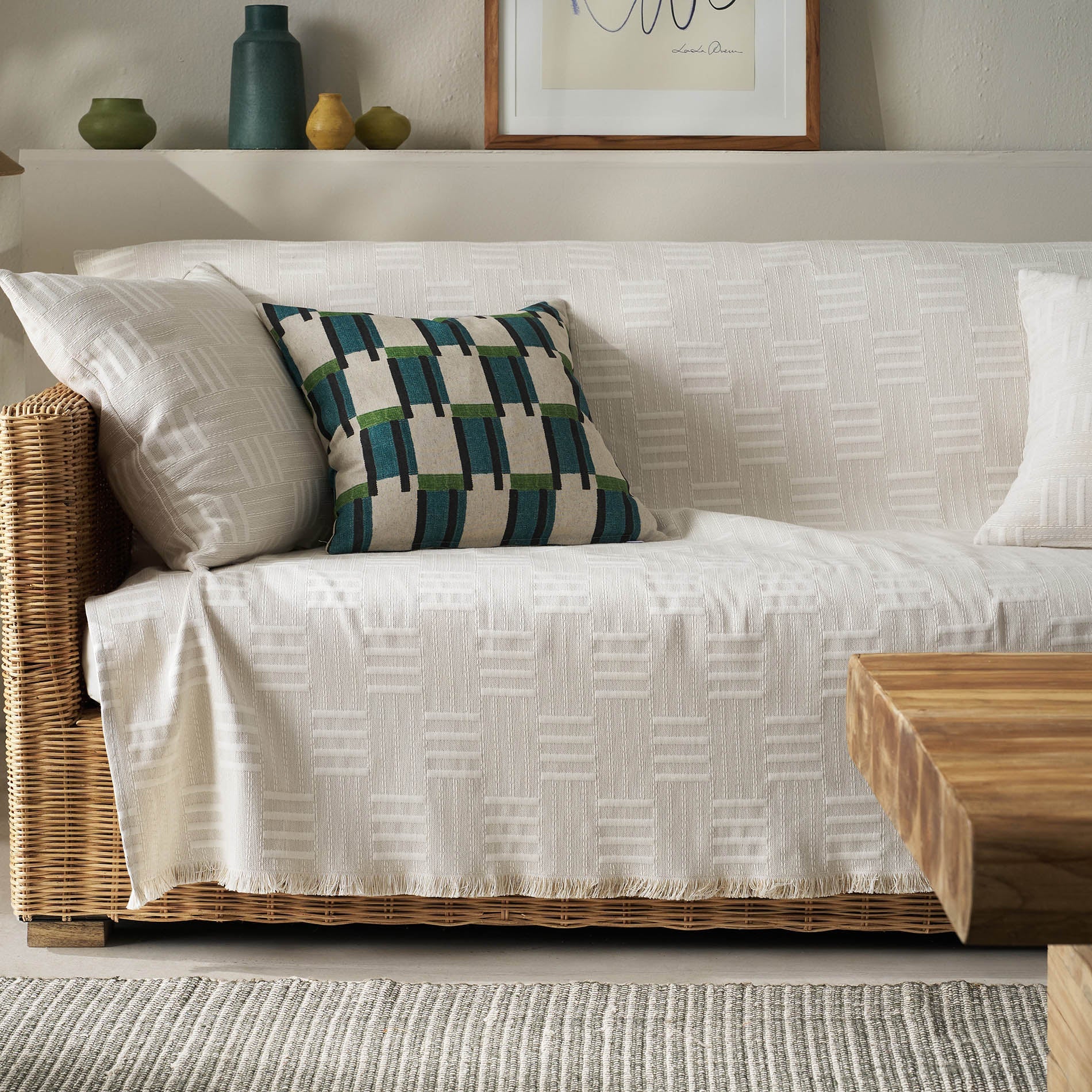 sofa throw Calyra Natural Beige 654/06