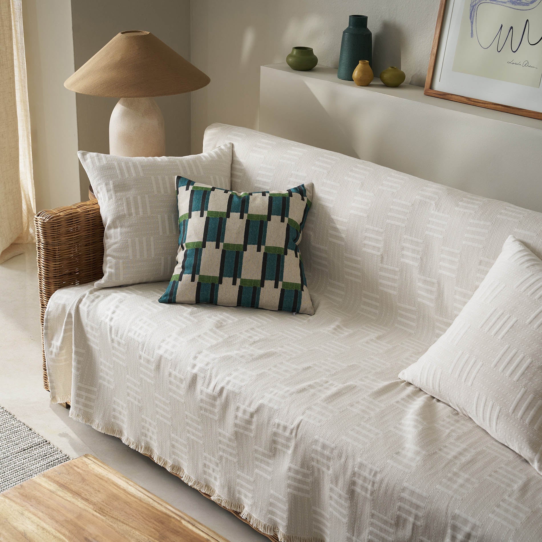 sofa throw Calyra Natural Beige 654/06