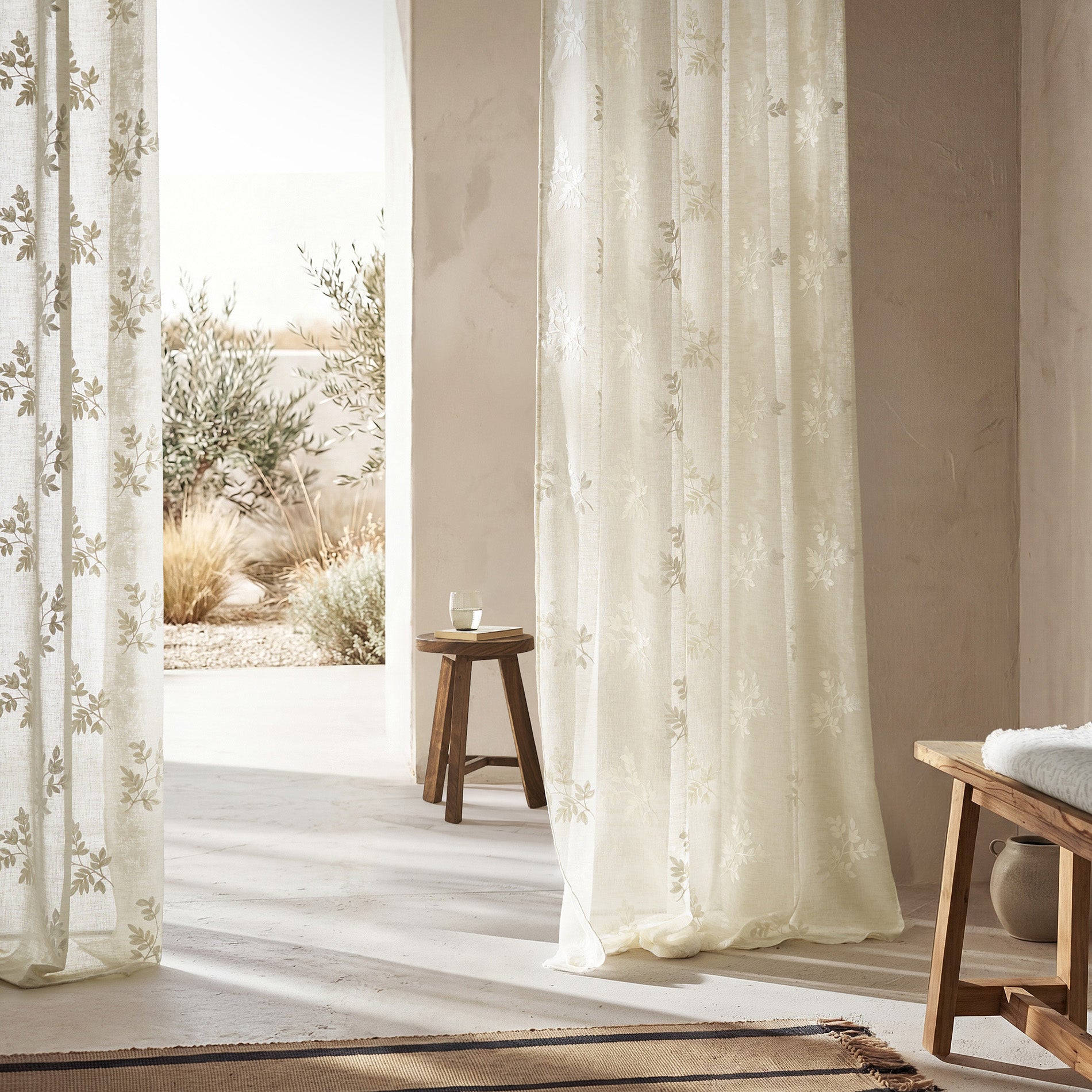 Curtain with grommet 140x280cm Leaf Beige 532/06