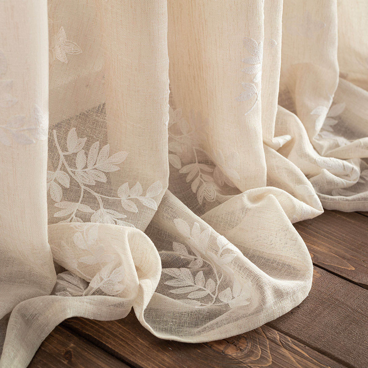 Κουρτίνα με σιρίτι 140x295cm Leaf Beige SS24 532/06