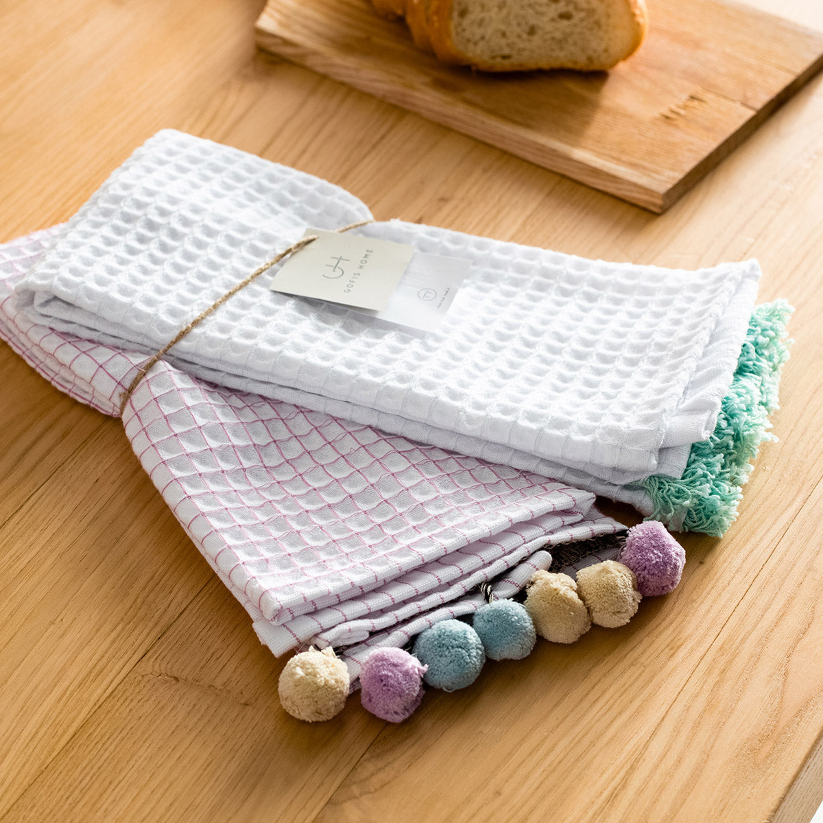 Set of 2 tea towels 40x60cm Adelain Aqua/Fuchs 590