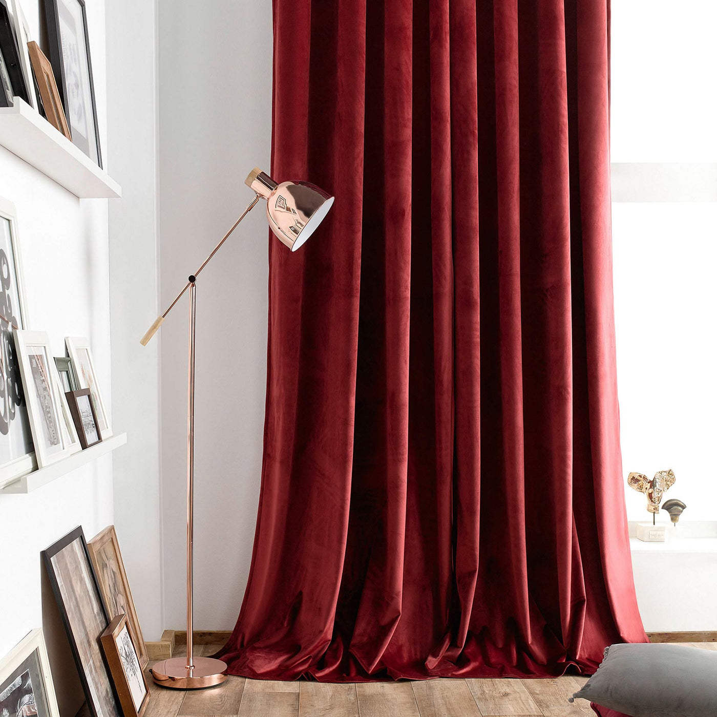 Curtain with studs 140x280cm Winter Red Velvet 711/02