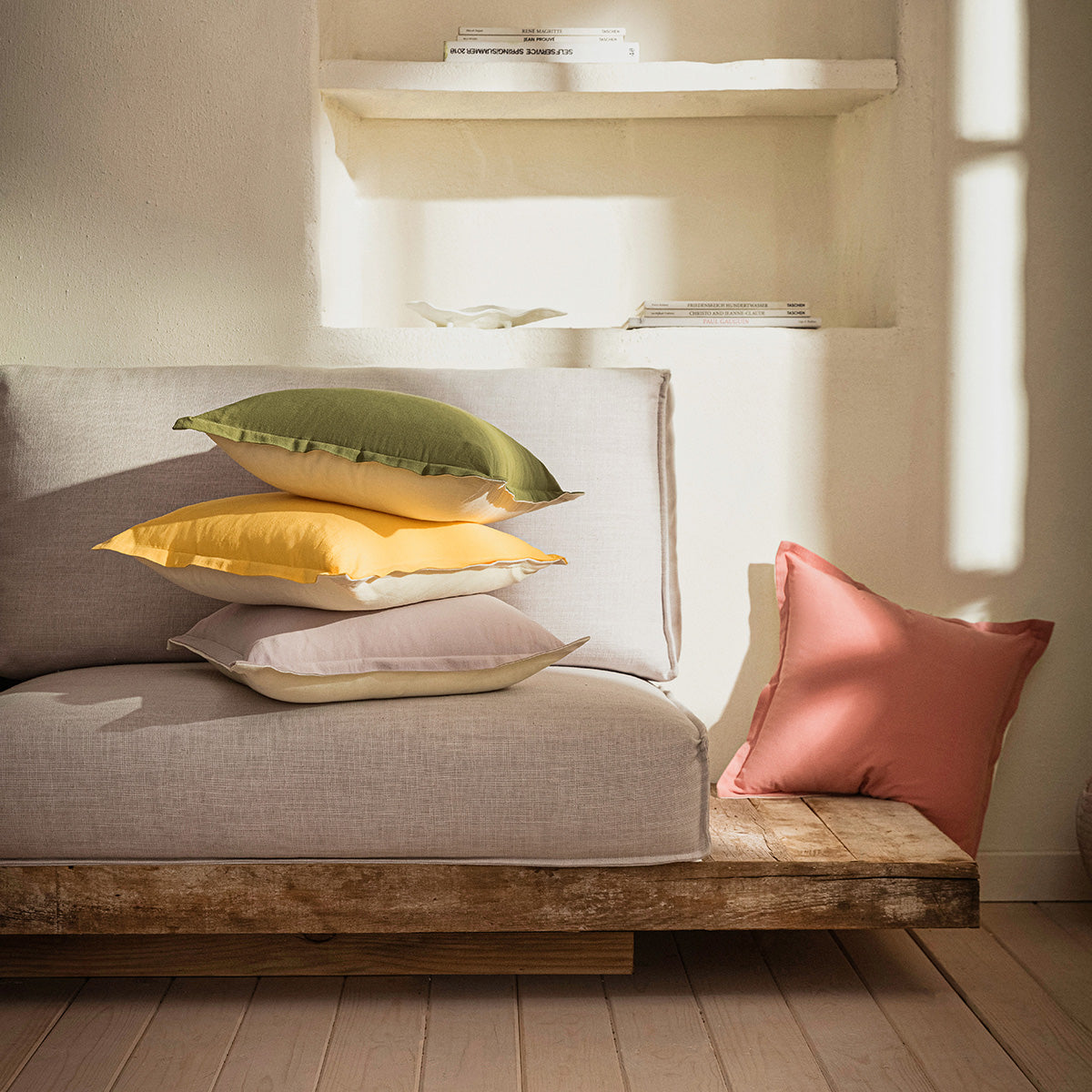 Μαξιλαροθήκη 43x43cm Light veil Apple pink/Vanilla 309/ 17