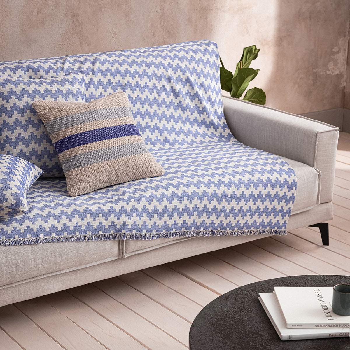 Ριχτάρι Τριθέσιου 180X310cm Summer waves Marine Blue 466/ 09