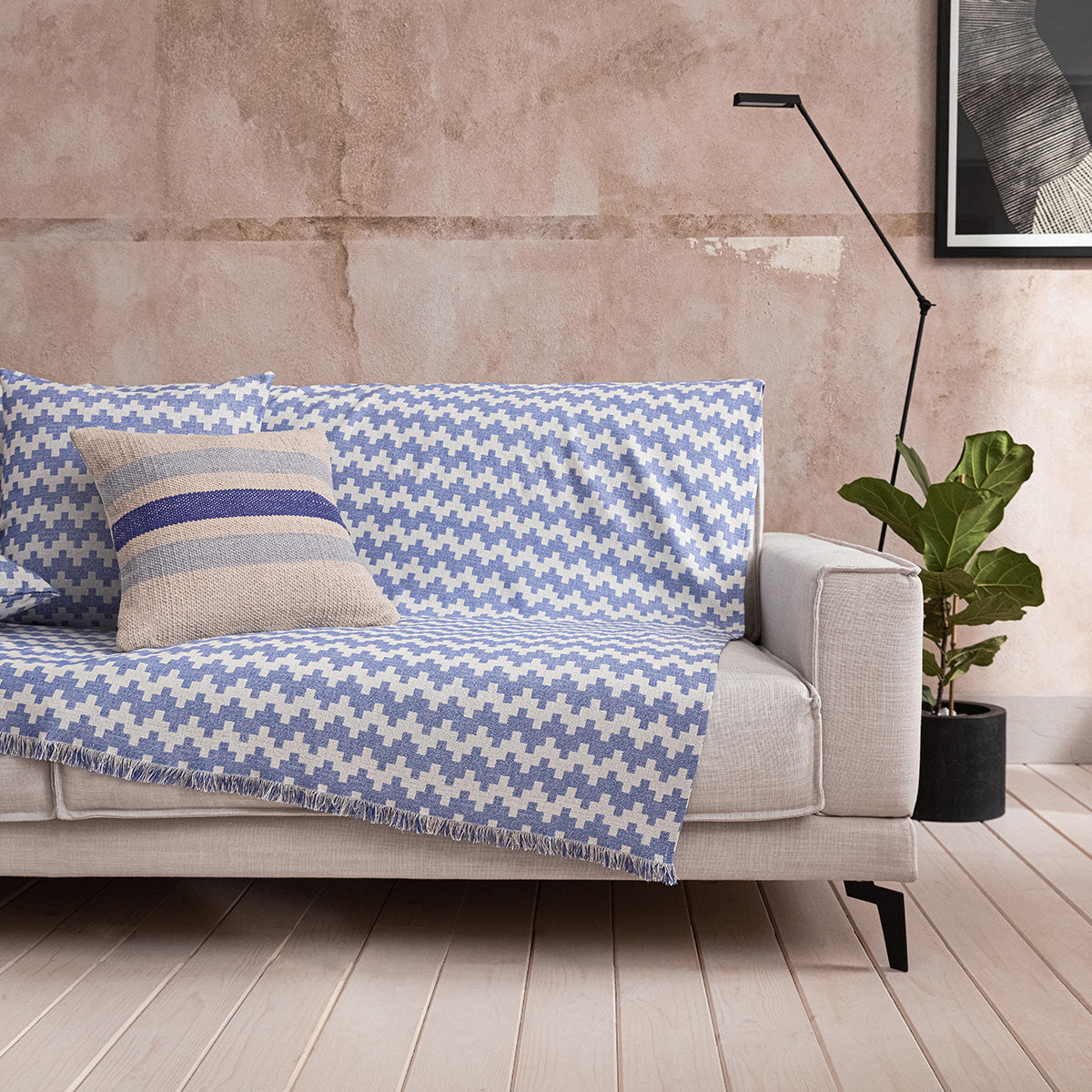 Ριχτάρι Τριθέσιου 180X310cm Summer waves Marine Blue 466/ 09