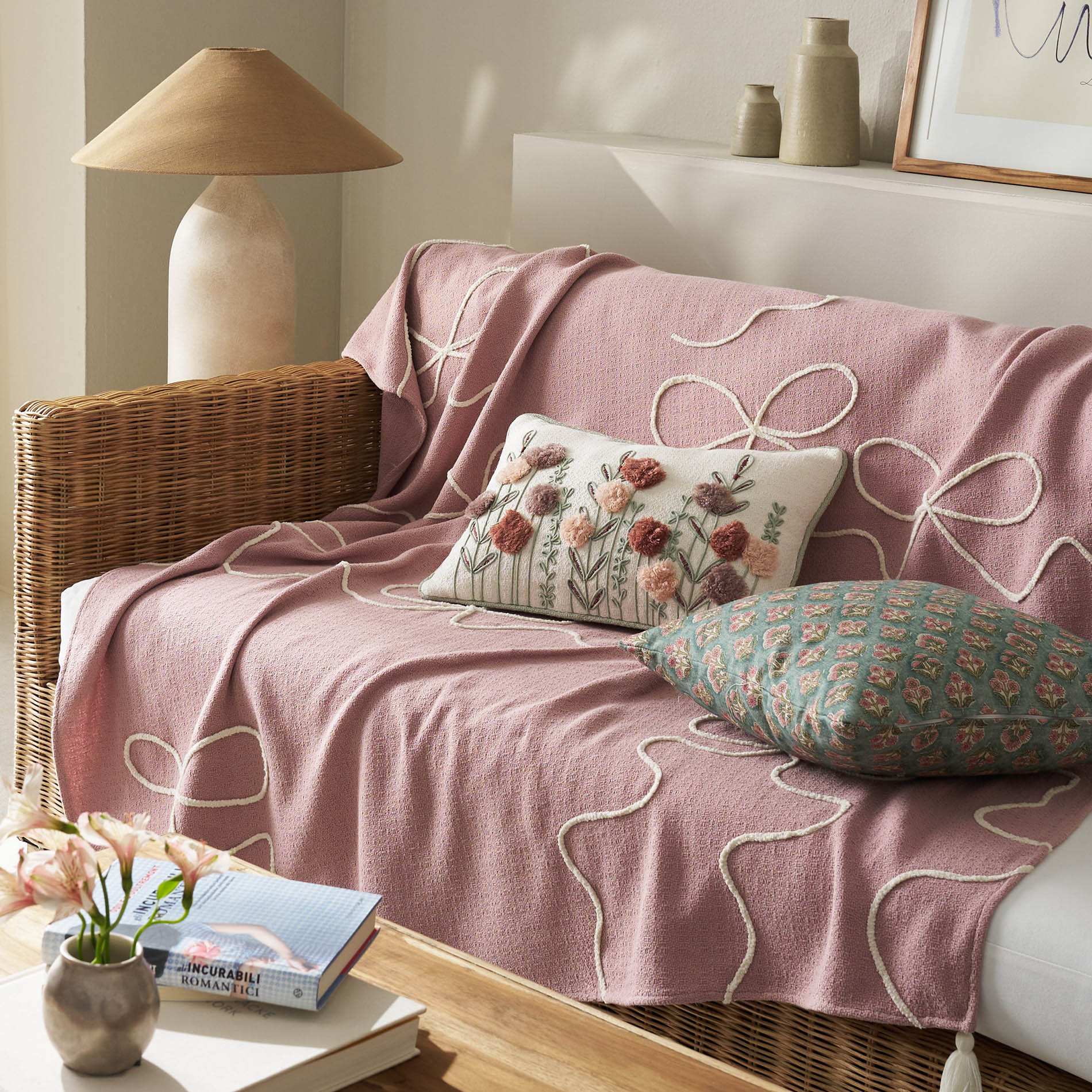 sofa throw decoration 140x180cm Elowen Magnolia Rose 505