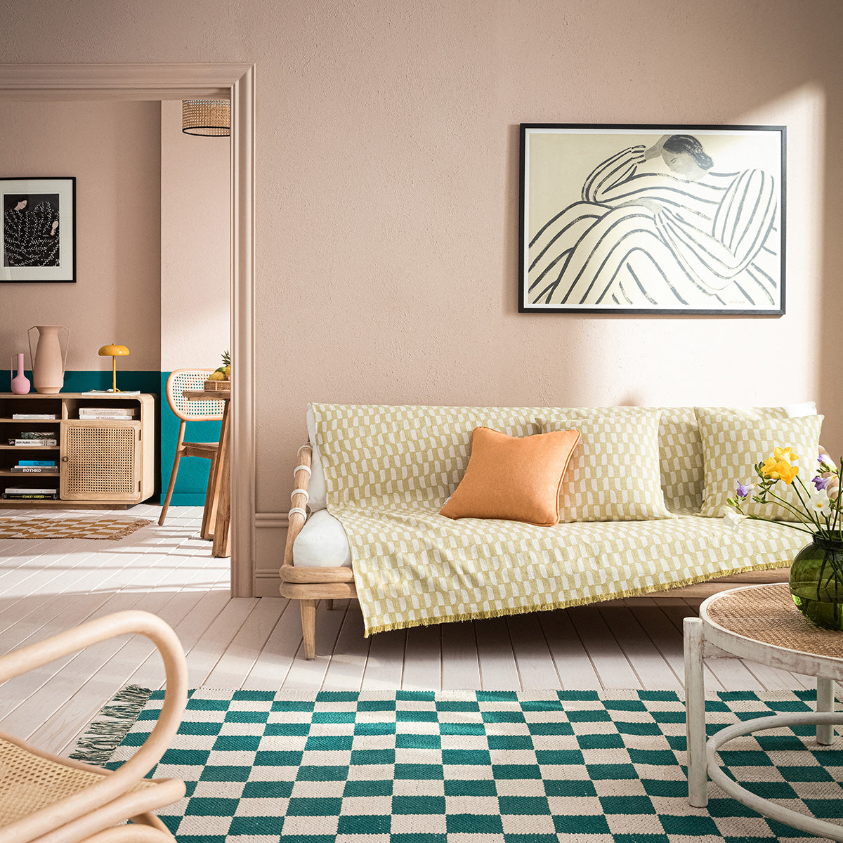 Ριχτάρι Τριθέσιου 180X310cm Denise Spring Green 518/37