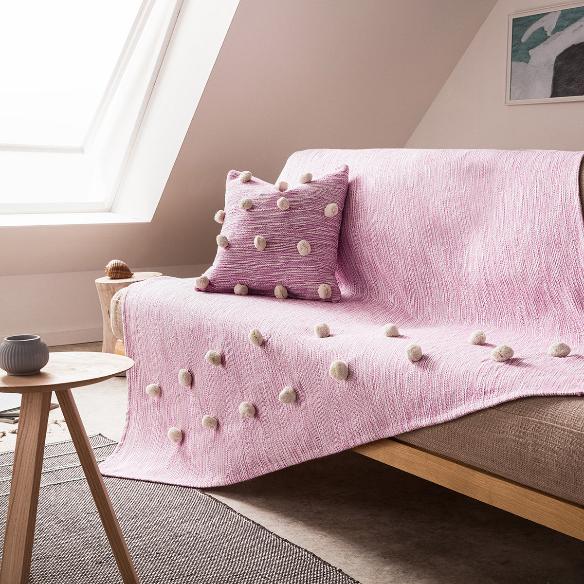 Διακοσμητικό Ριχτάρι 135x180cm Poms Φουξ 555