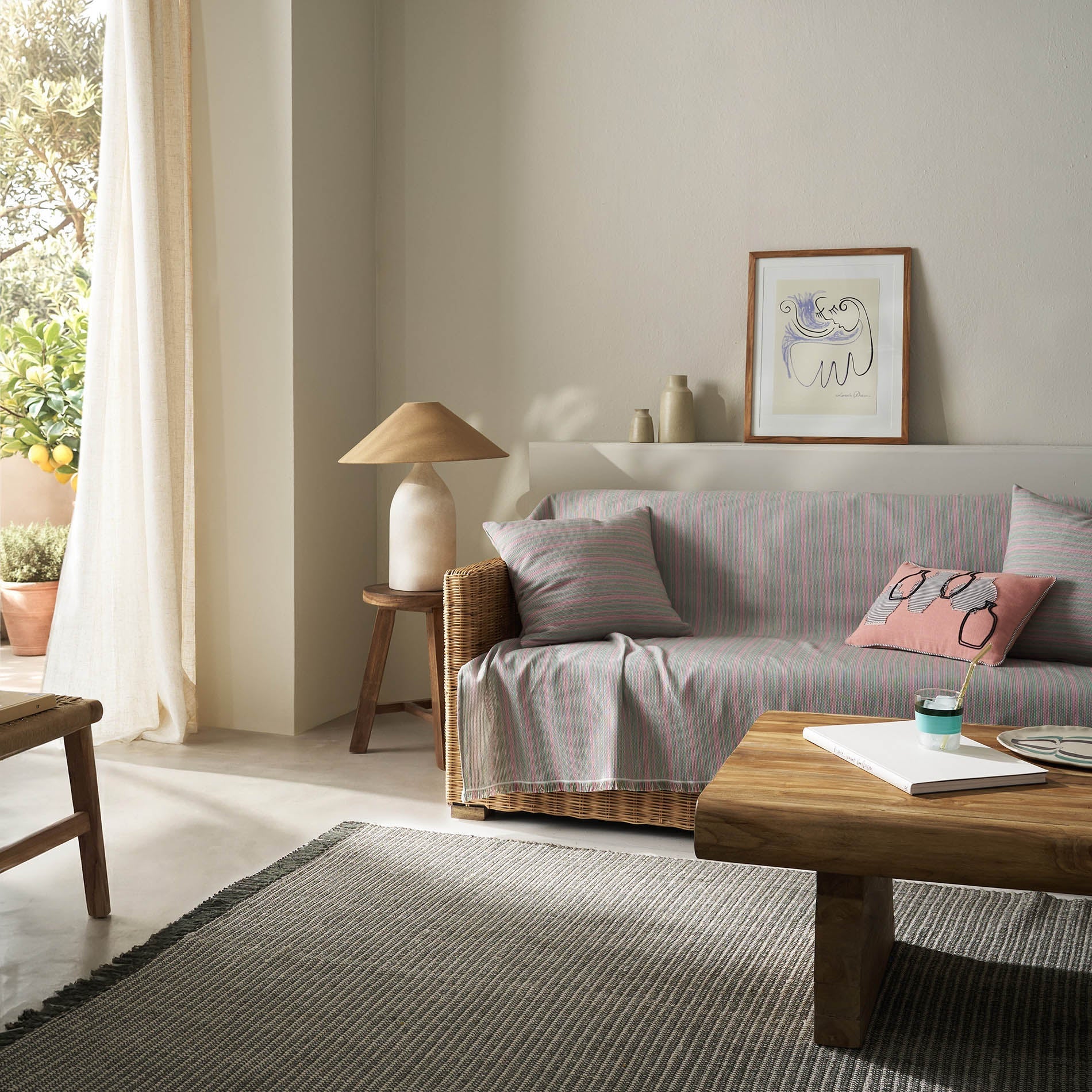 sofa throw Nymeria Pink Stripe 574/17