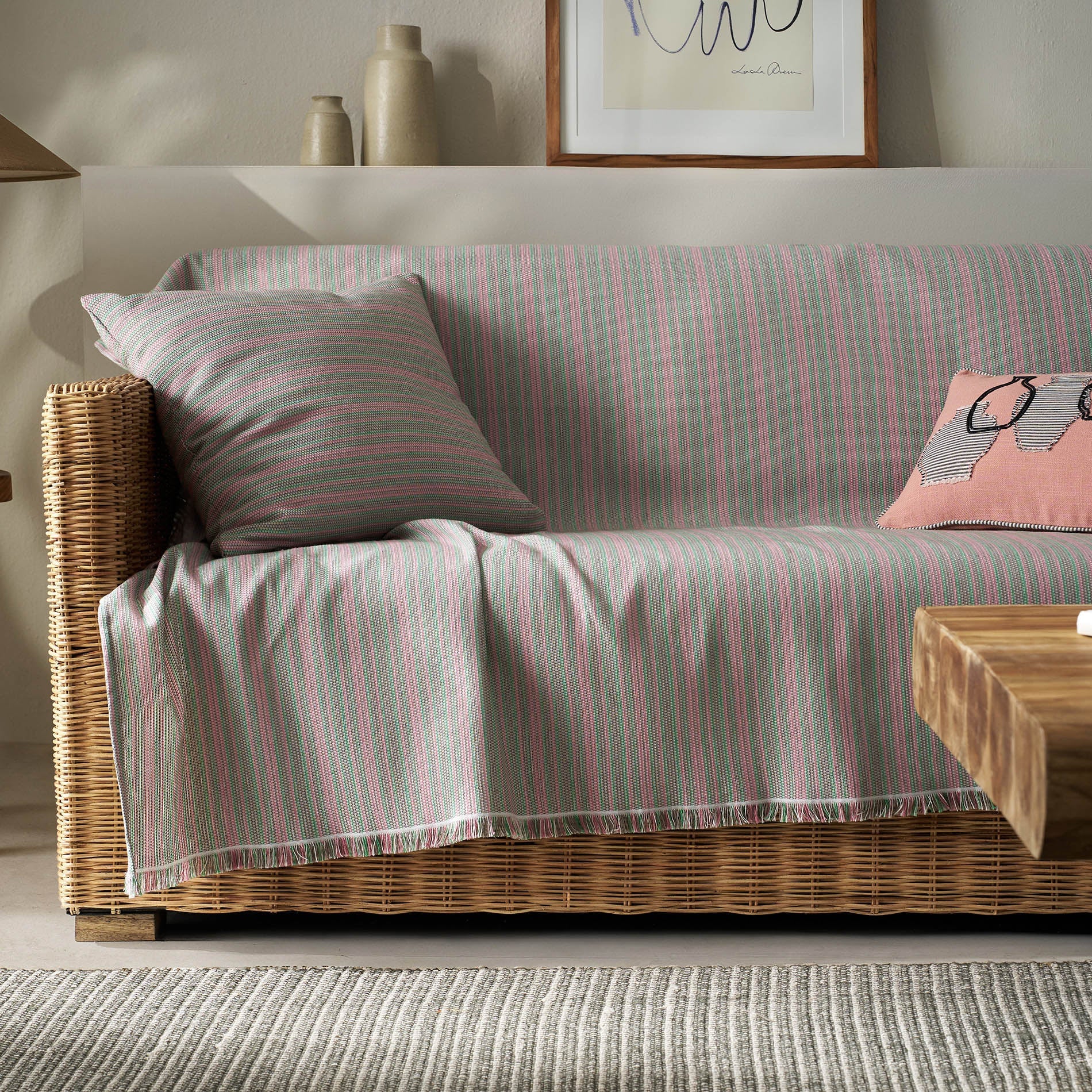 sofa throw Nymeria Pink Stripe 574/17