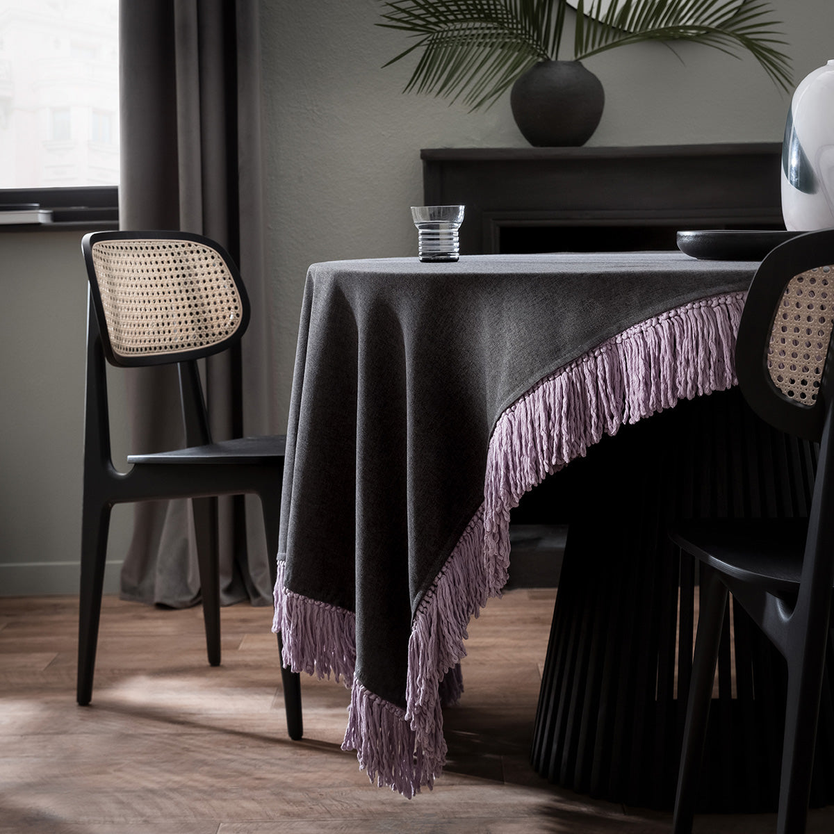 Τραπεζομάντηλο 165x165cm Cersei Carbon Black 453/ 14